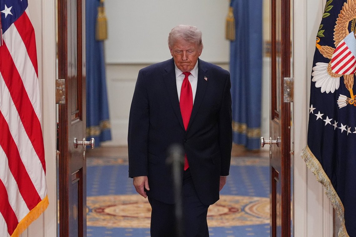 President Donald Trump arrives to speak about the Iran war from the Cross Hall of the White House on Wednesday, April 1, 2026, in Washington. (AP Photo/Alex Brandon, Pool) President Donald Trump arrives to speak about the Iran war from the Cross Hall of the White House on Wednesday, April 1, 2026, in Washington. (AP Photo/Alex Brandon, Pool)
