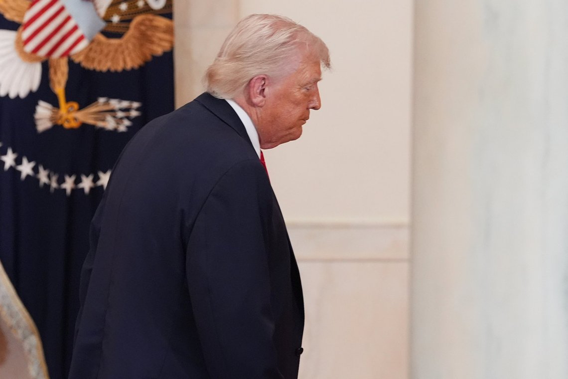 President Donald Trump departs after speaking about the Iran war from the Cross Hall of the White House on Wednesday, April 1, 2026, in Washington. (AP Photo/Alex Brandon, Pool) President Donald Trump departs after speaking about the Iran war from the Cross Hall of the White House on Wednesday, April 1, 2026, in Washington. (AP Photo/Alex Brandon, Pool)