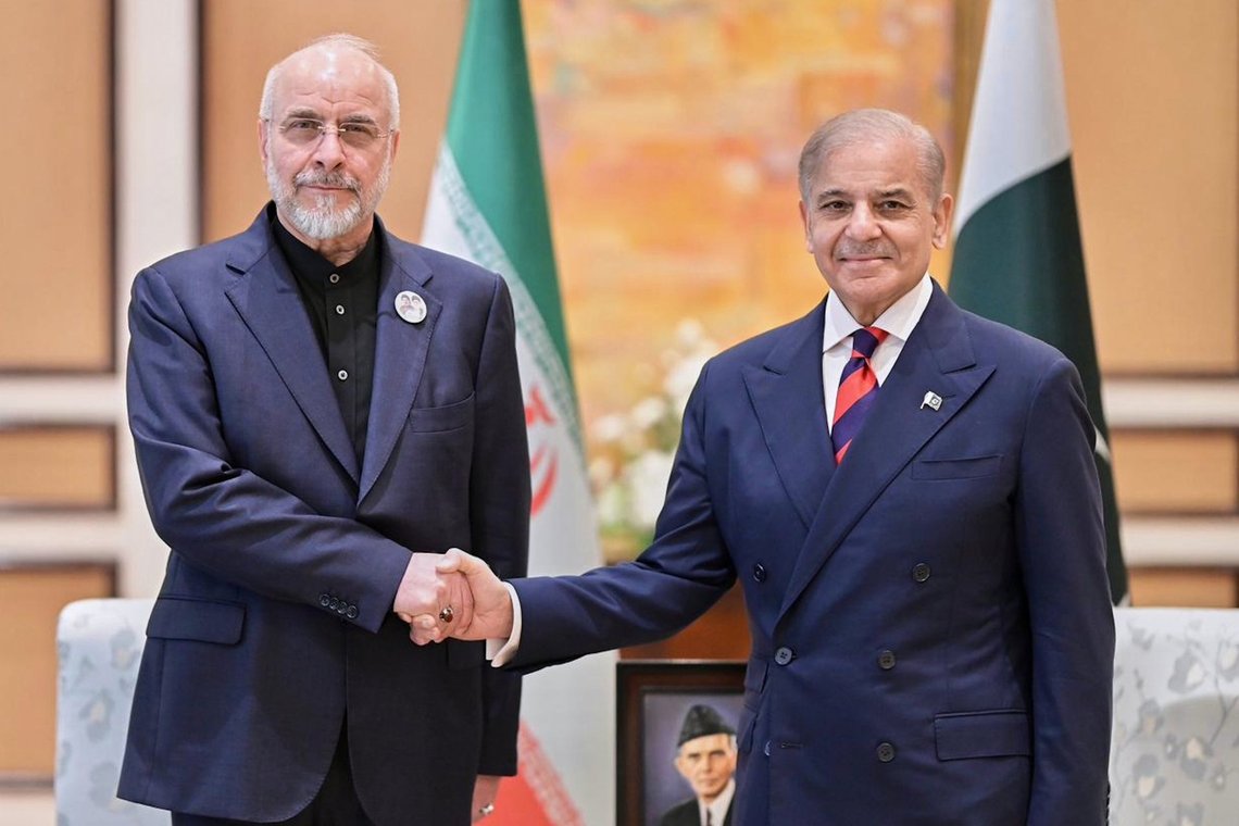 In this photo released by the Pakistan Prime Minister Office, Iran's Parliament Speaker Mohammad Bagher Ghalibaf, left, shakes hand with Pakistani Prime Minister Shehbaz Sharif prior to their meeting, in Islamabad, Pakistan, Saturday, April 11, 2026 (Pakistan Prime Minister Office via AP) In this photo released by the Pakistan Prime Minister Office, Iran's Parliament Speaker Mohammad Bagher Ghalibaf, left, shakes hand with Pakistani Prime Minister Shehbaz Sharif prior to their meeting, in Islamabad, Pakistan, Saturday, April 11, 2026 (Pakistan Prime Minister Office via AP)