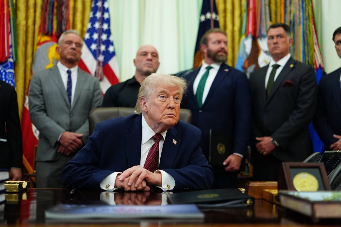 President Donald Trump listens to a reporter's question in the Oval Office of the White House, Saturday, April 18, 2026, in Washington. (AP Photo/Julia Demaree Nikhinson) President Donald Trump listens to a reporter's question in the Oval Office of the White House, Saturday, April 18, 2026, in Washington. (AP Photo/Julia Demaree Nikhinson)