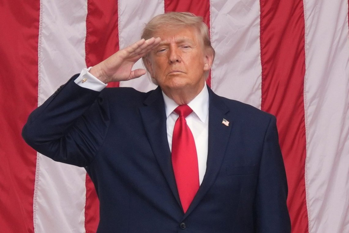 President Donald Trump salutes during the playing of taps at the 158th National Memorial Day Observance coinciding with the nation's 250th anniversary, at the Memorial Amphitheater in Arlington National Cemetery, Monday, May 25, 2026, in Arlington, Va. (AP Photo/Alex Brandon) President Donald Trump salutes during the playing of taps at the 158th National Memorial Day Observance coinciding with the nation's 250th anniversary, at the Memorial Amphitheater in Arlington National Cemetery, Monday, May 25, 2026, in Arlington, Va. (AP Photo/Alex Brandon)