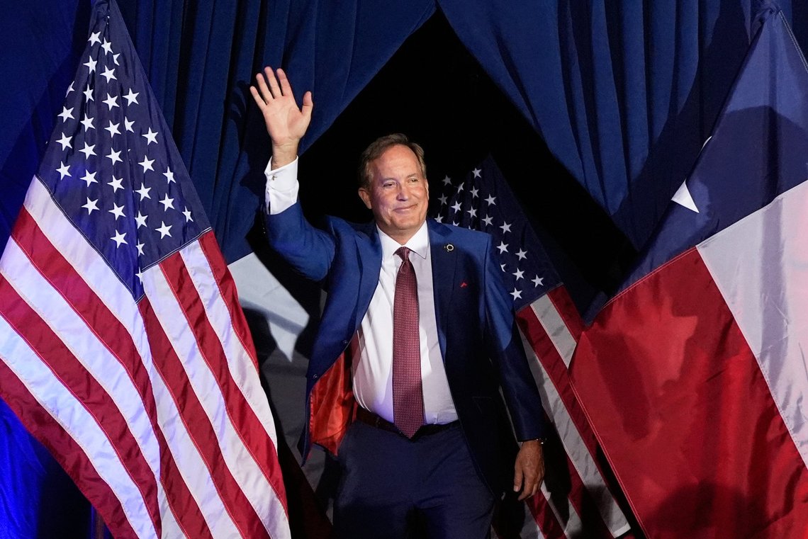 Texas Attorney General Ken Paxton, a Republican candidate for the U.S. Senate, waves as he takes the stage during a primary runoff election night event after winning the Republican party's nomination Tuesday, May 26, 2026, in Plano, Texas. (AP Photo/Tony Gutierrez) Texas Attorney General Ken Paxton, a Republican candidate for the U.S. Senate, waves as he takes the stage during a primary runoff election night event after winning the Republican party's nomination Tuesday, May 26, 2026, in Plano, Texas. (AP Photo/Tony Gutierrez)