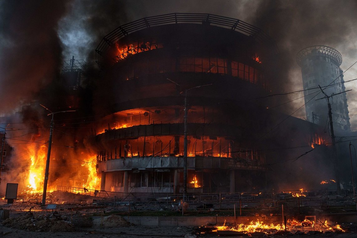 FILE - A commercial building burns after a Russian attack in Kyiv, Ukraine, on Sunday, May 24, 2026. (AP Photo/Evgeniy Maloletka, File) FILE - A commercial building burns after a Russian attack in Kyiv, Ukraine, on Sunday, May 24, 2026. (AP Photo/Evgeniy Maloletka, File)