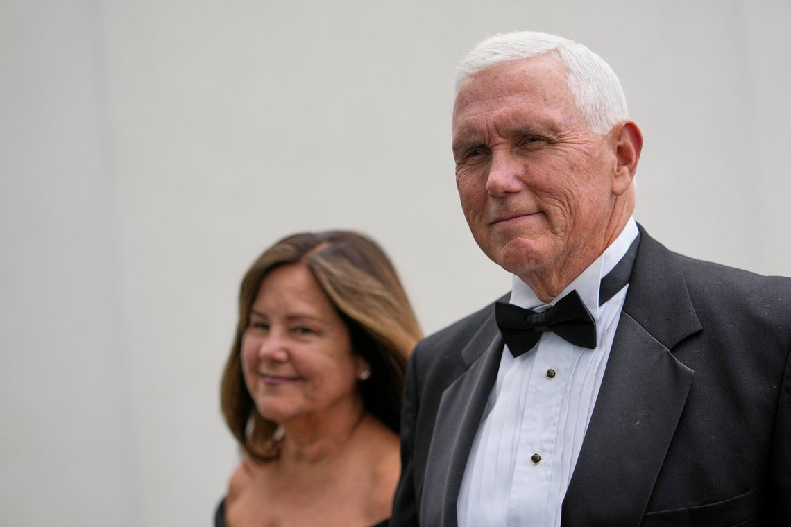 Former Vice President Mike Pence arrives with his wife, Karen Pence, at the JFK Library where he will receive the John F. Kennedy Profile in Courage Award, Sunday, May 4, 2025, in Boston. (AP Photo/Robert F. Bukaty) Former Vice President Mike Pence arrives with his wife, Karen Pence, at the JFK Library where he will receive the John F. Kennedy Profile in Courage Award, Sunday, May 4, 2025, in Boston. (AP Photo/Robert F. Bukaty)