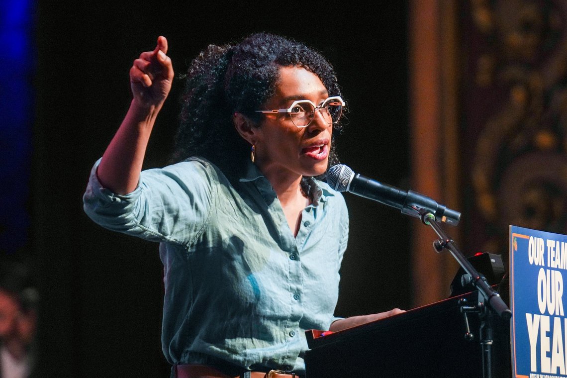 Democratic congressional candidate Darializa Avila Chevalier speaks during a Get Out The Vote rally ahead of New York's primary election, Thursday, June 18, 2026, in the Brooklyn borough of New York. (AP Photo/Ryan Murphy) Democratic congressional candidate Darializa Avila Chevalier speaks during a Get Out The Vote rally ahead of New York's primary election, Thursday, June 18, 2026, in the Brooklyn borough of New York. (AP Photo/Ryan Murphy)