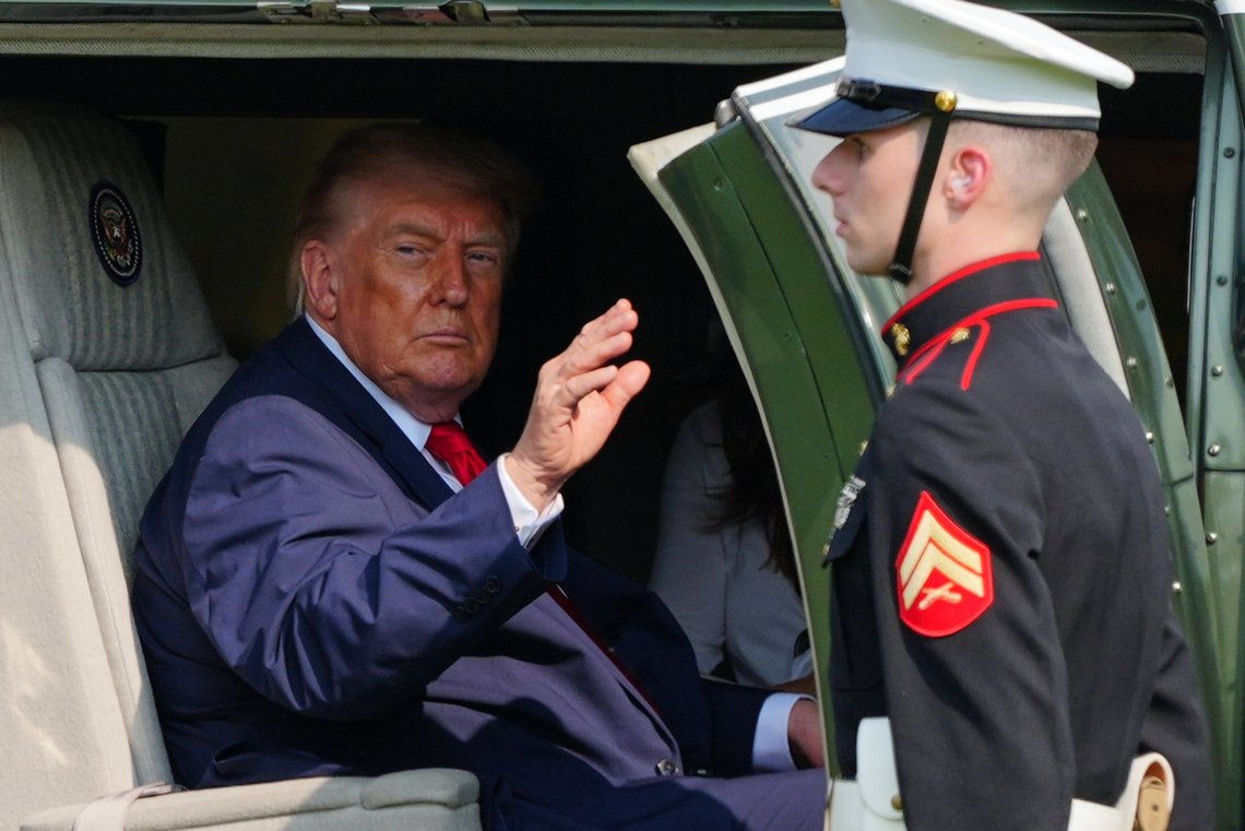 President Donald Trump departs on Marine One after speaking at the United States Army War College in Carlisle, Pa., at the Pennsylvania Defense and Innovation Summit, Wednesday, July 15, 2026. (AP Photo/Julia Demaree Nikhinson) President Donald Trump departs on Marine One after speaking at the United States Army War College in Carlisle, Pa., at the Pennsylvania Defense and Innovation Summit, Wednesday, July 15, 2026. (AP Photo/Julia Demaree Nikhinson)
