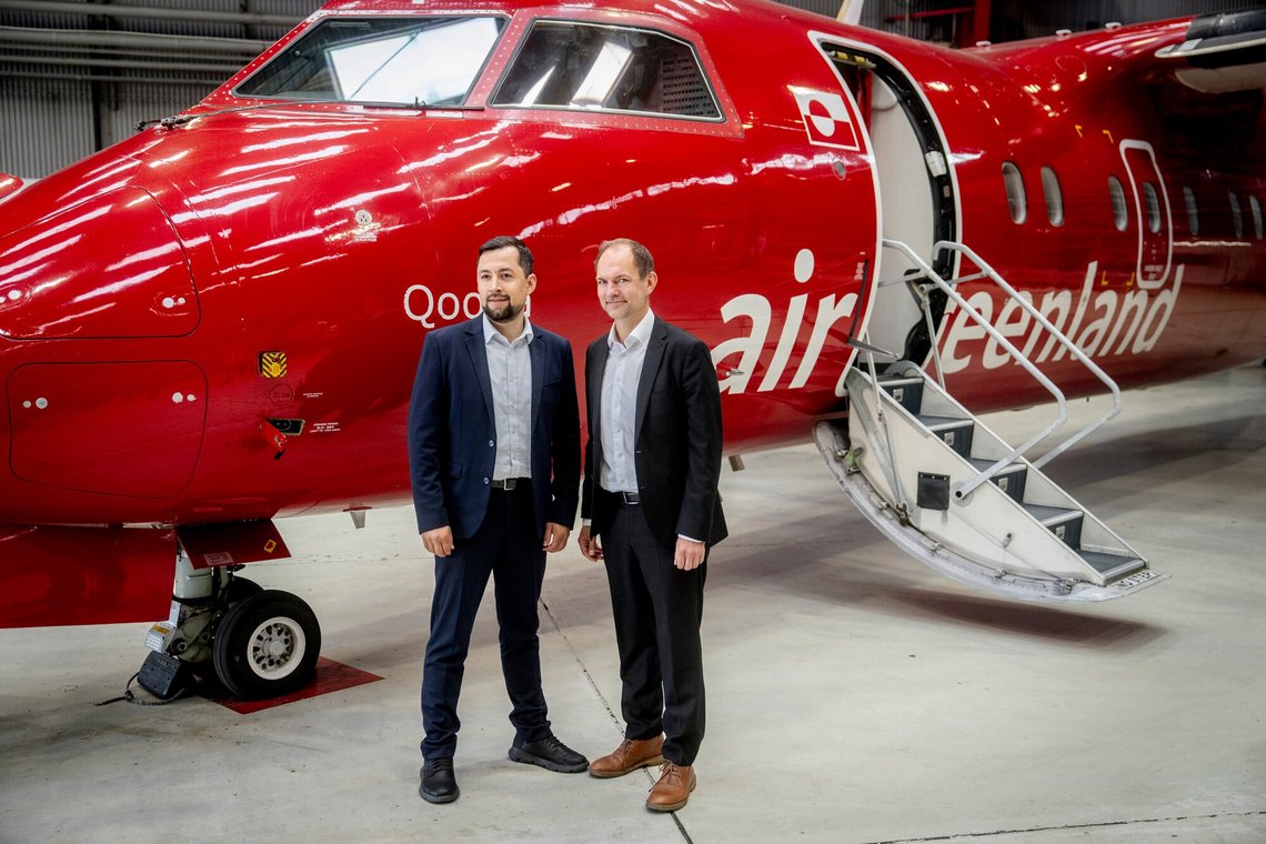 Jeppe Bruus, new Danish Minister of Defense visits Air Greenland together with the Múte B. Egede, Greenland Minister for Foreign Affairs, Business, and Minerals at Nuuk Airport, Monday, June 22, 2026. Jeppe Bruus, new Danish Minister of Defense visits Air Greenland together with the Múte B. Egede, Greenland Minister for Foreign Affairs, Business, and Minerals at Nuuk Airport, Monday, June 22, 2026.