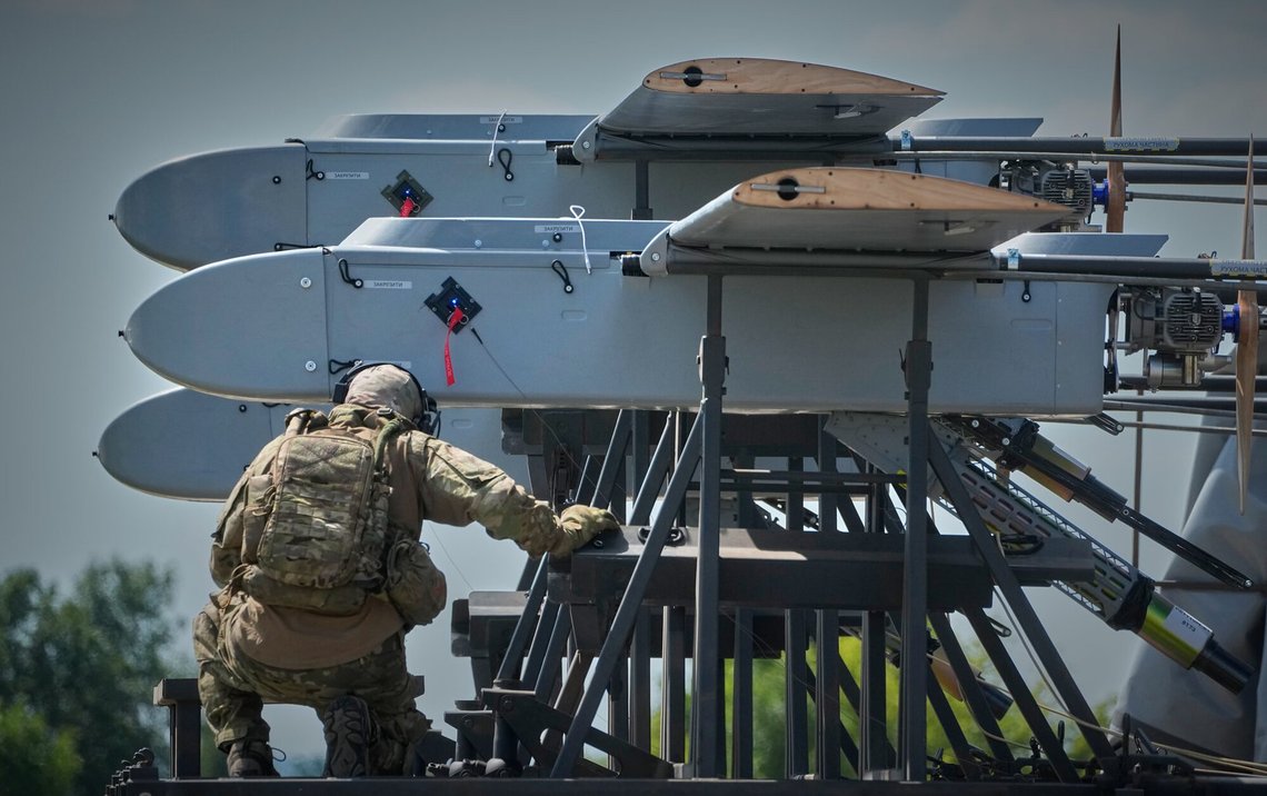 A soldier of Ukraine's 413th Separate Regiment of Unmanned Systems "Raid" prepares FP-1 long-range attack drones for a deep-strike drone mission to hit Russian targets deep in their territory, in an undisclosed location in Ukraine, Sunday, Aug. 16, 2026. (AP Photo/Efrem Lukatsky) A soldier of Ukraine's 413th Separate Regiment of Unmanned Systems "Raid" prepares FP-1 long-range attack drones for a deep-strike drone mission to hit Russian targets deep in their territory, in an undisclosed location in Ukraine, Sunday, Aug. 16, 2026. (AP Photo/Efrem Lukatsky)