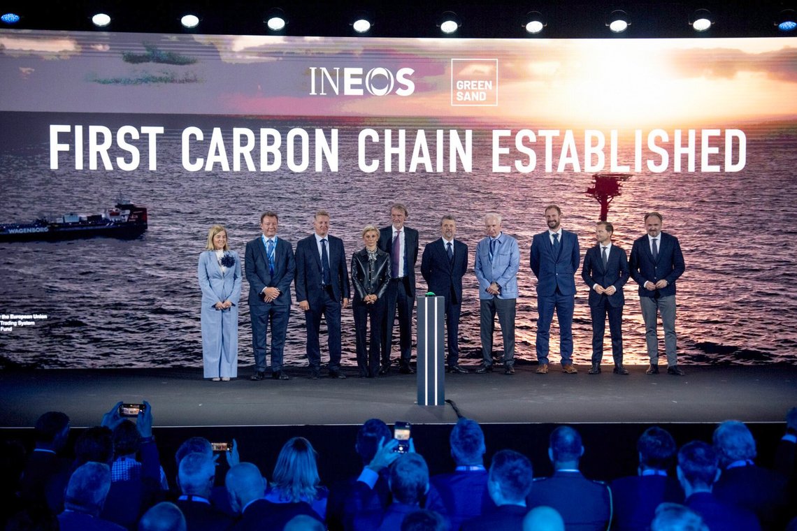 Greensand is inaugurated in Esbjerg, Friday, September 18, 2026. Greensand is the first project in the EU that demonstrates how a full CCS value chain can work in practice, i.e., CO2 capture, transport, and storage. (Photo: Bo Amstrup/Ritzau Scanpix) Greensand indvies i Esbjerg fredag den 18. september 2026. Greensand er det første projekt i EU, der viser, hvordan en komplet CCS-værdikæde kan fungere i praksis – det vil sige fangst, transport og lagring af CO2. (Foto: Bo Amstrup/Ritzau Scanpix)