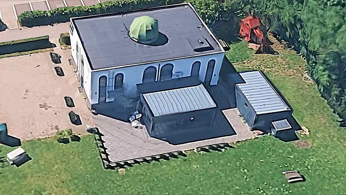 Den eksisterende moskeen i Helsingør i fugleperspektiv. Foto: Google Maps. Den eksisterende moskeen i Helsingør i fugleperspektiv. Foto: Google Maps.