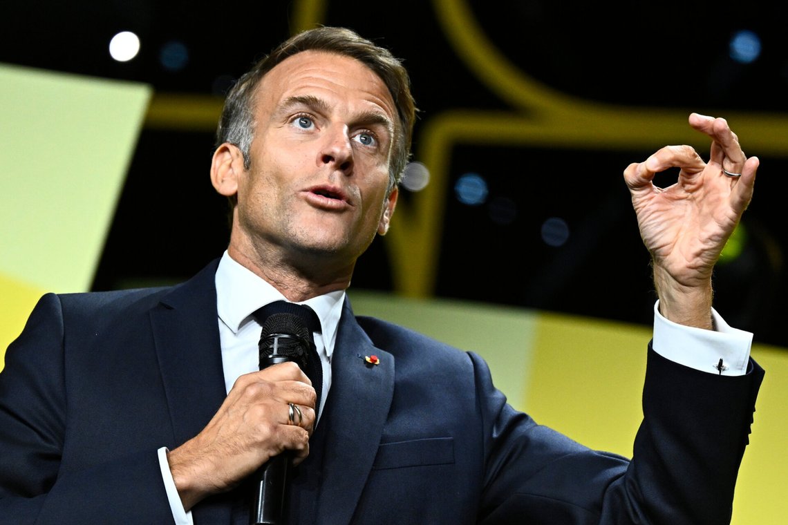 France's President Emmanuel Macron delivers a speech during the "Bpifrance Inno Generation (BIG) event" one of Europe's largest gatherings dedicated to entrepreneurs, in Paris, Thursday, Oct. 8, 2026. (Julien De Rosa/Pool Photo via AP) France's President Emmanuel Macron delivers a speech during the "Bpifrance Inno Generation (BIG) event" one of Europe's largest gatherings dedicated to entrepreneurs, in Paris, Thursday, Oct. 8, 2026. (Julien De Rosa/Pool Photo via AP)