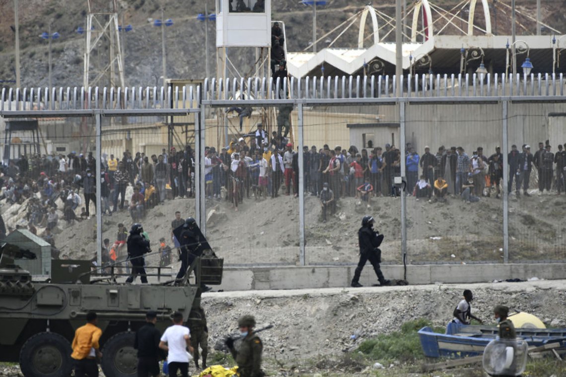 More than half the increase of the global population projected by 2050 will be concentrated in just eight countries, mostly in Africa, according to The Economist: Congo, Egypt, Ethiopia, India, Nigeria, Pakistan, Philippines and Tanzania. Nigeria will have more inhabitants than Europe and the United States. Pictured: Spanish soldiers and Guardia Civil members patrol the border fence of the Spanish exclave of Ceuta, on May 18, 2021, while hundreds of African migrants seeking to breech the border stand on the other side, in Morocco. (Photo by Antonio Sempere/AFP via Getty Images) More than half the increase of the global population projected by 2050 will be concentrated in just eight countries, mostly in Africa, according to The Economist: Congo, Egypt, Ethiopia, India, Nigeria, Pakistan, Philippines and Tanzania. Nigeria will have more inhabitants than Europe and the United States. Pictured: Spanish soldiers and Guardia Civil members patrol the border fence of the Spanish exclave of Ceuta, on May 18, 2021, while hundreds of African migrants seeking to breech the border stand on the other side, in Morocco. (Photo by Antonio Sempere/AFP via Getty Images)