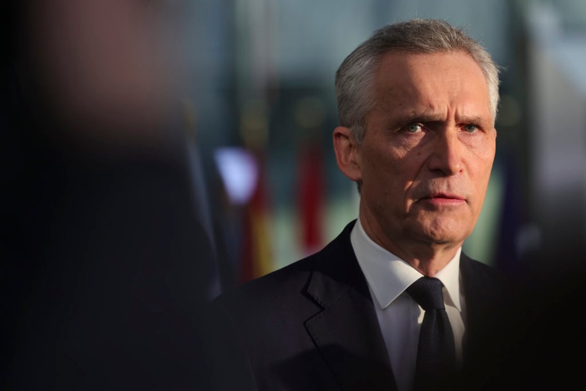 NATO Secretary General Jens Stoltenberg speaks as he arrives for a NATO defense ministers meeting at NATO headquarters in Brussels, Tuesday, Feb. 14, 2023. (AP Photo/Olivier Matthys) NATO Secretary General Jens Stoltenberg speaks as he arrives for a NATO defense ministers meeting at NATO headquarters in Brussels, Tuesday, Feb. 14, 2023. (AP Photo/Olivier Matthys)