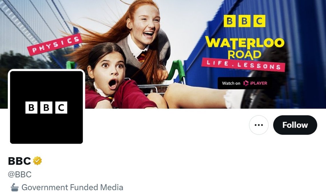 BBC: Government Funded Media. Screenshot from the BBC's Twitter account BBC: Government Funded Media. Screenshot from the BBC's Twitter account