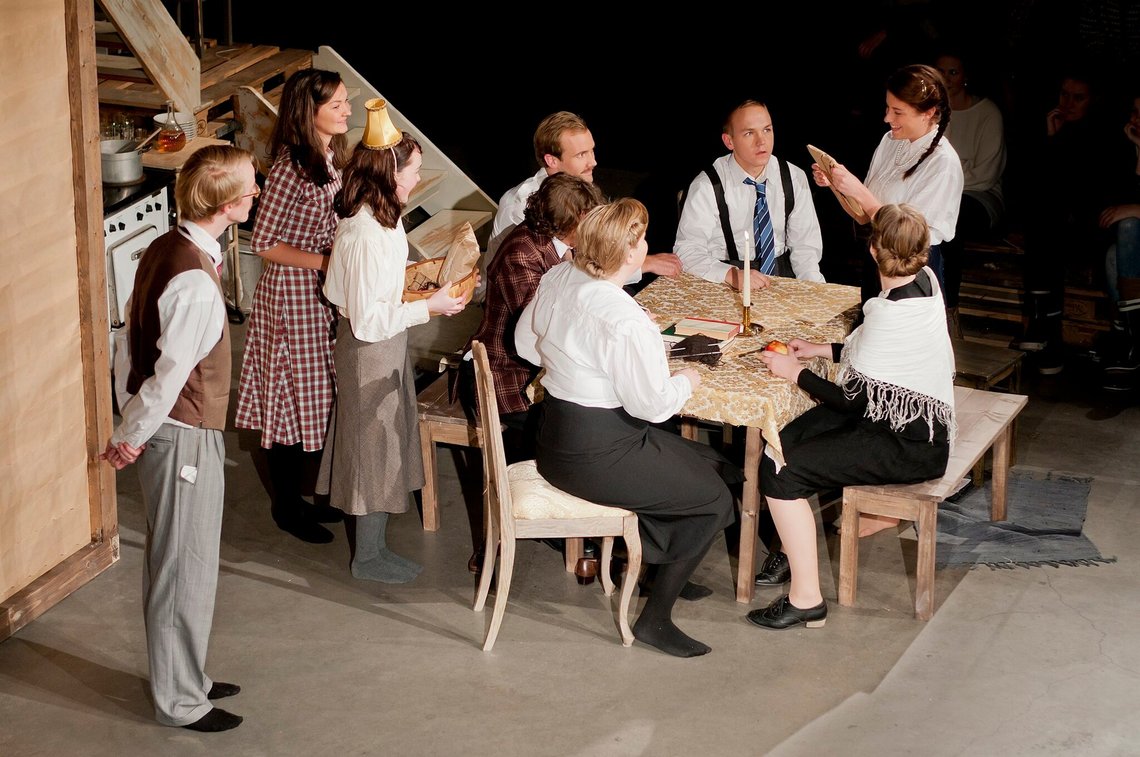 Production of Anne Frank's Diary by student theatre at The Academic Quarter in Bergen, Norway. Photo: Ole-Christian Bjarkøy, CC BY-SA 3.0, Wikimedia Commons Production of Anne Frank's Diary by student theatre at The Academic Quarter in Bergen, Norway. Photo: Ole-Christian Bjarkøy, CC BY-SA 3.0, Wikimedia Commons