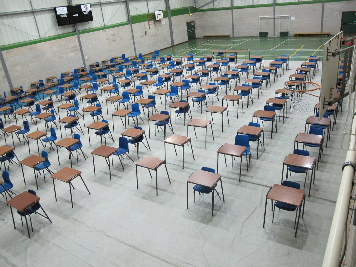 Exam tables in a sports hall. File Photo: David Hawgood, CC BY-SA 2.0, Wikimedia Commons Exam tables in a sports hall. File Photo: David Hawgood, CC BY-SA 2.0, Wikimedia Commons