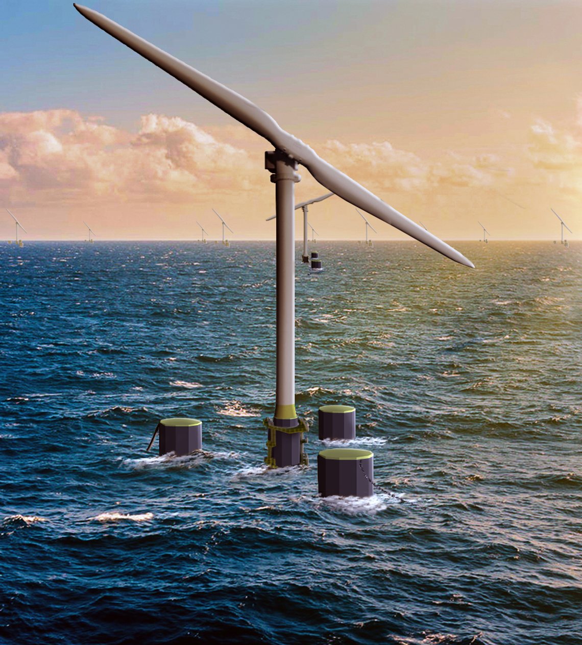 Example of a Floating Wind Turbine. Photo: Jason Lawton, CC BY-SA 4.0, Wikimedia Commons Example of a Floating Wind Turbine. Photo: Jason Lawton, CC BY-SA 4.0, Wikimedia Commons