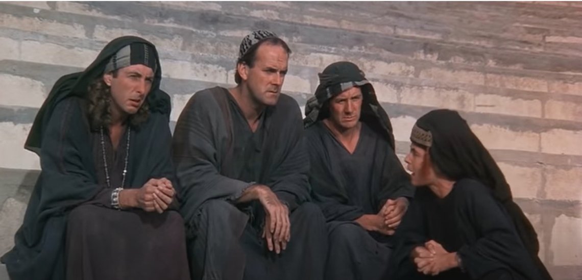 Scene from Monthy Python's classic "Life of Brian", which is too harsh in today's virtual reality. Screenshot video/ Life of Brian Scene from Monthy Python's classic "Life of Brian", which is too harsh in today's virtual reality. Screenshot video/ Life of Brian
