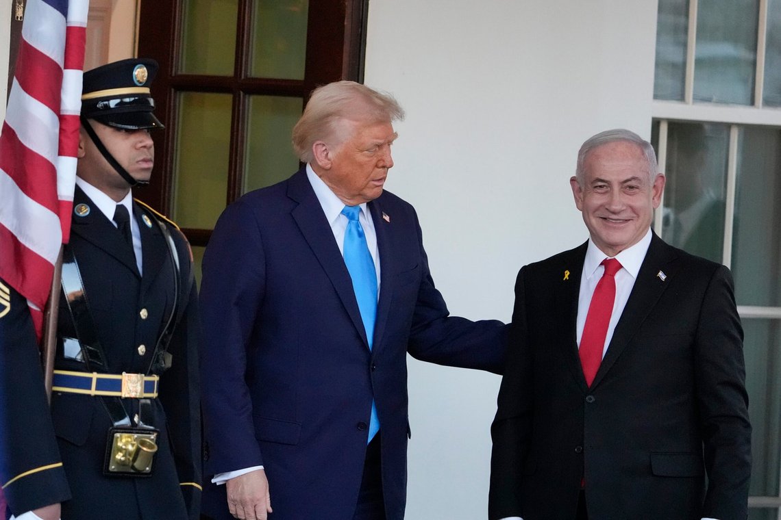 President Donald Trump greets Israeli Prime Minister Benjamin Netanyahu as he arrives at the West Wing of the White House, Tuesday, Feb. 4, 2025, in Washington. (AP Photo/Alex Brandon) President Donald Trump greets Israeli Prime Minister Benjamin Netanyahu as he arrives at the West Wing of the White House, Tuesday, Feb. 4, 2025, in Washington. (AP Photo/Alex Brandon)