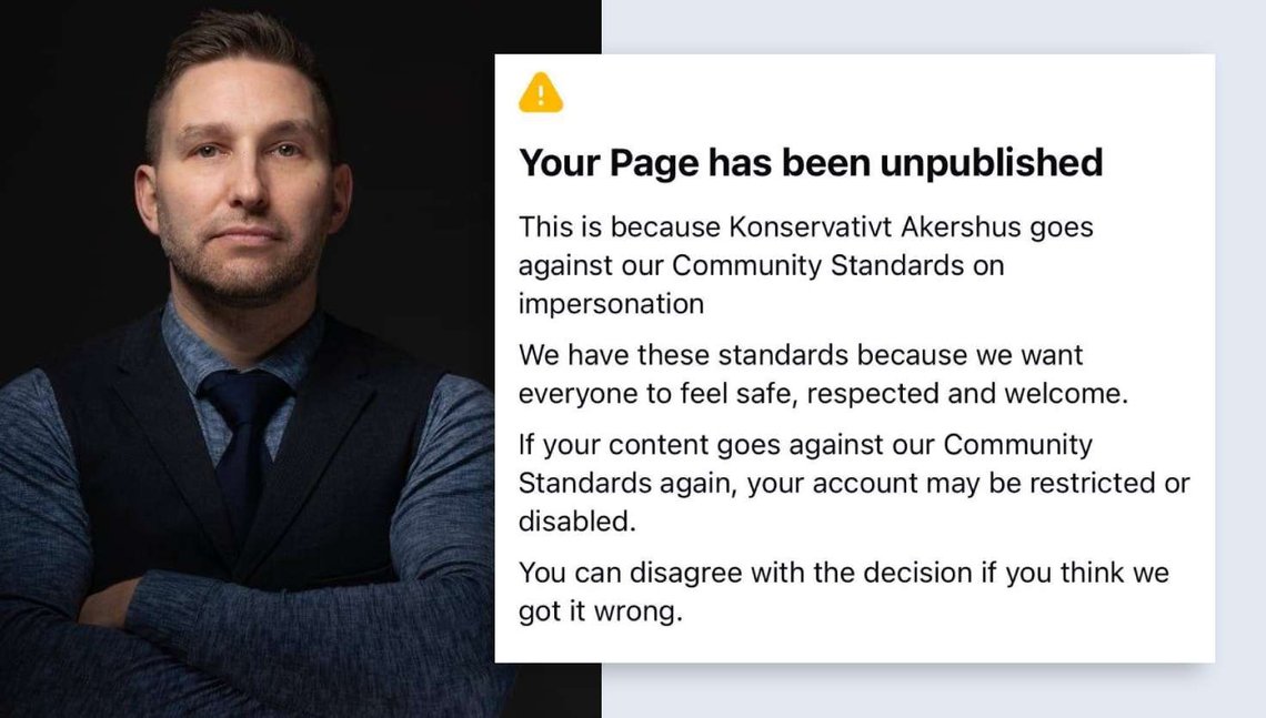 Truls Olufsen-Mehus and the censorship message received from Facebook. (Photo: Private/Meta) Truls Olufsen-Mehus and the censorship message received from Facebook. (Photo: Private/Meta)