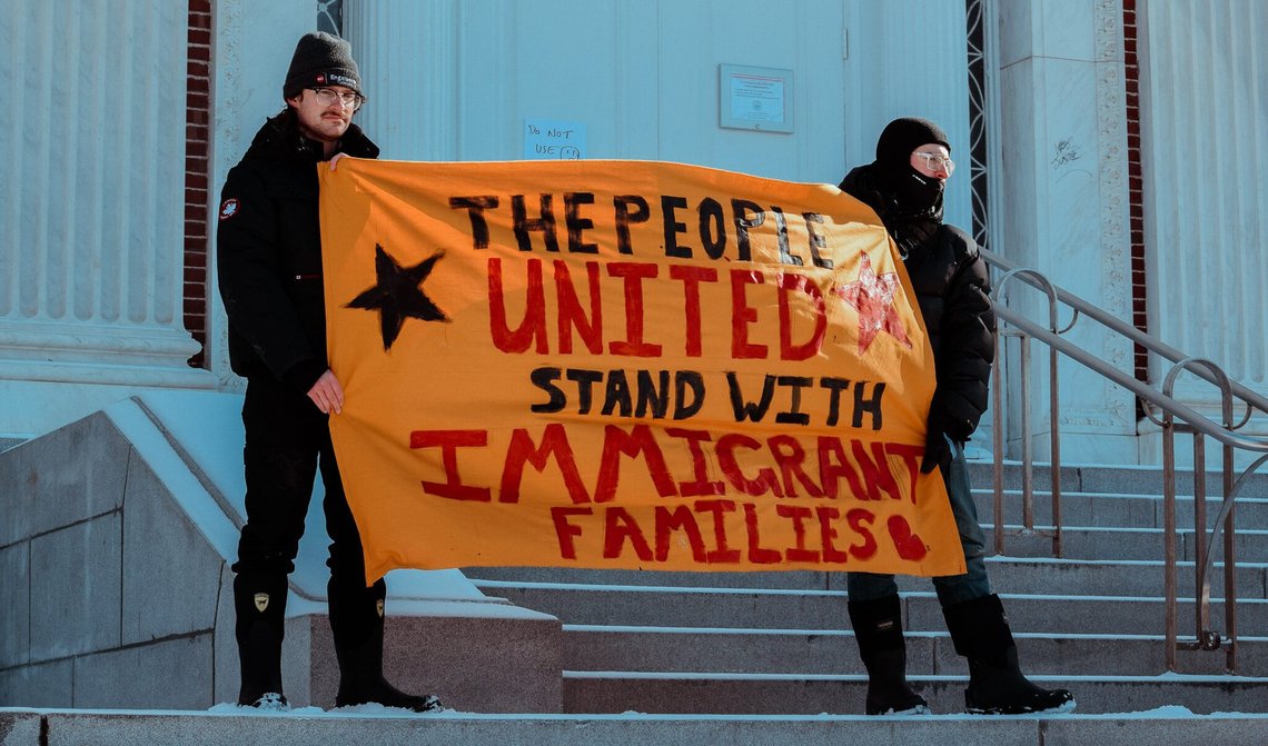 Large-scale protests spread from Minnesota and have occurred throughout Trump's second term in Alabama, California, Arkansas, Georgia, Illinois, Indiana, Massachusetts, New York, North Carolina, South Carolina, Texas, and Washington. Illustration: an anti-Trump rally in Burlington, VT on January 20, 2025. Contributing organizations are Migrant Justice, the Vermont Chapter of the Party for Socialism & Liberation, Champlain Valley Democratic Socialists of America, Students for Justice in Palestine, Tempest Collective, FreeHer, MAD Pride, and Bread & Puppet Theater. Photo: Wikimedia Commons Large-scale protests spread from Minnesota and have occurred throughout Trump's second term in Alabama, California, Arkansas, Georgia, Illinois, Indiana, Massachusetts, New York, North Carolina, South Carolina, Texas, and Washington. Illustration: an anti-Trump rally in Burlington, VT on January 20, 2025. Contributing organizations are Migrant Justice, the Vermont Chapter of the Party for Socialism & Liberation, Champlain Valley Democratic Socialists of America, Students for Justice in Palestine, Tempest Collective, FreeHer, MAD Pride, and Bread & Puppet Theater. Photo: Wikimedia Commons