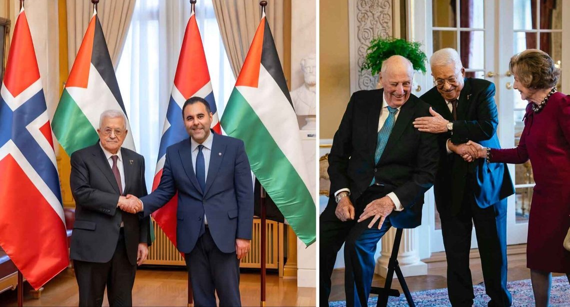 Palestinian President Mahmoud Abbas received a warm and effusive welcome from the Norwegian government and Royal Family during his visit to Oslo on Wednesday, 11 February 2026.
Photo: Stortinget and Kongehuset on Facebook. Palestinian President Mahmoud Abbas received a warm and effusive welcome from the Norwegian government and Royal Family during his visit to Oslo on Wednesday, 11 February 2026.
Photo: Stortinget and Kongehuset on Facebook.