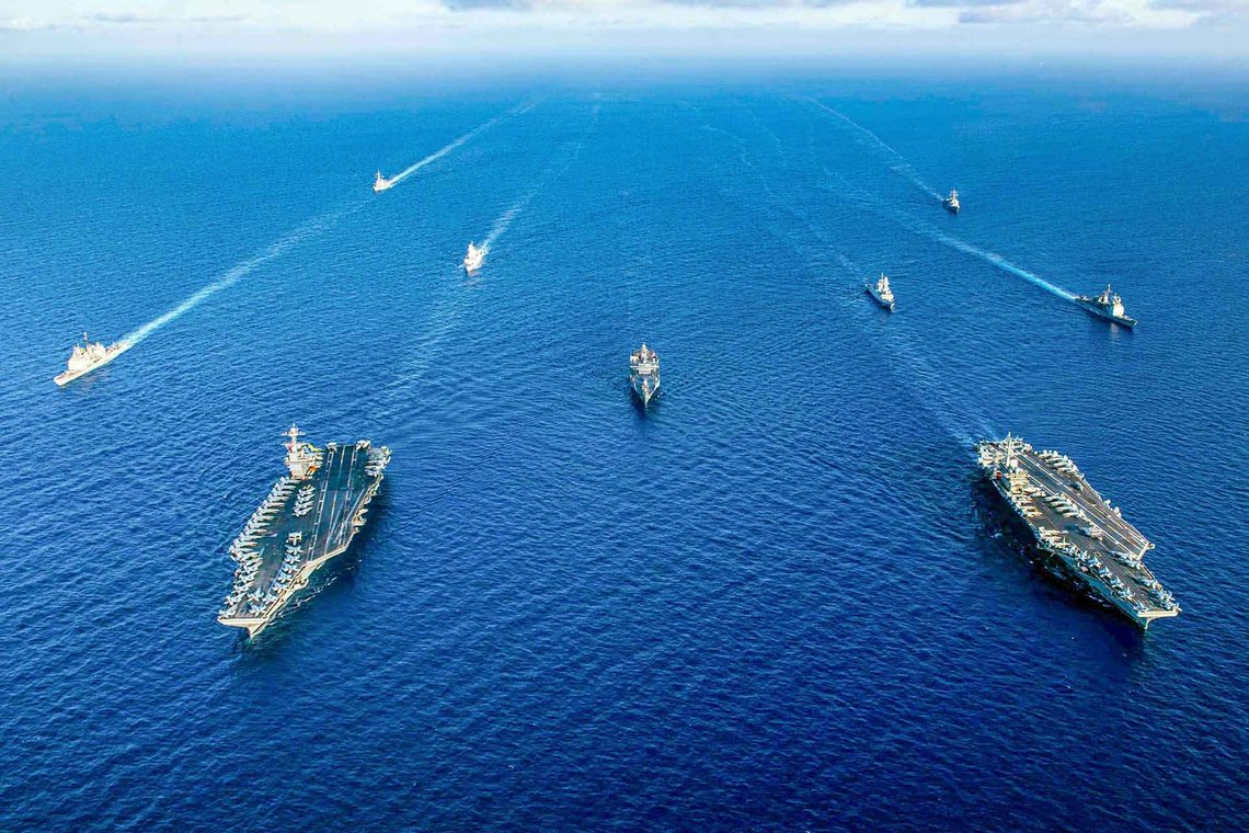 The carrier strike groups USS Dwight D. Eisenhower and USS Gerald R. Ford in the eastern Mediterranean in 2023. Photo: United States Navy The carrier strike groups USS Dwight D. Eisenhower and USS Gerald R. Ford in the eastern Mediterranean in 2023. Photo: United States Navy