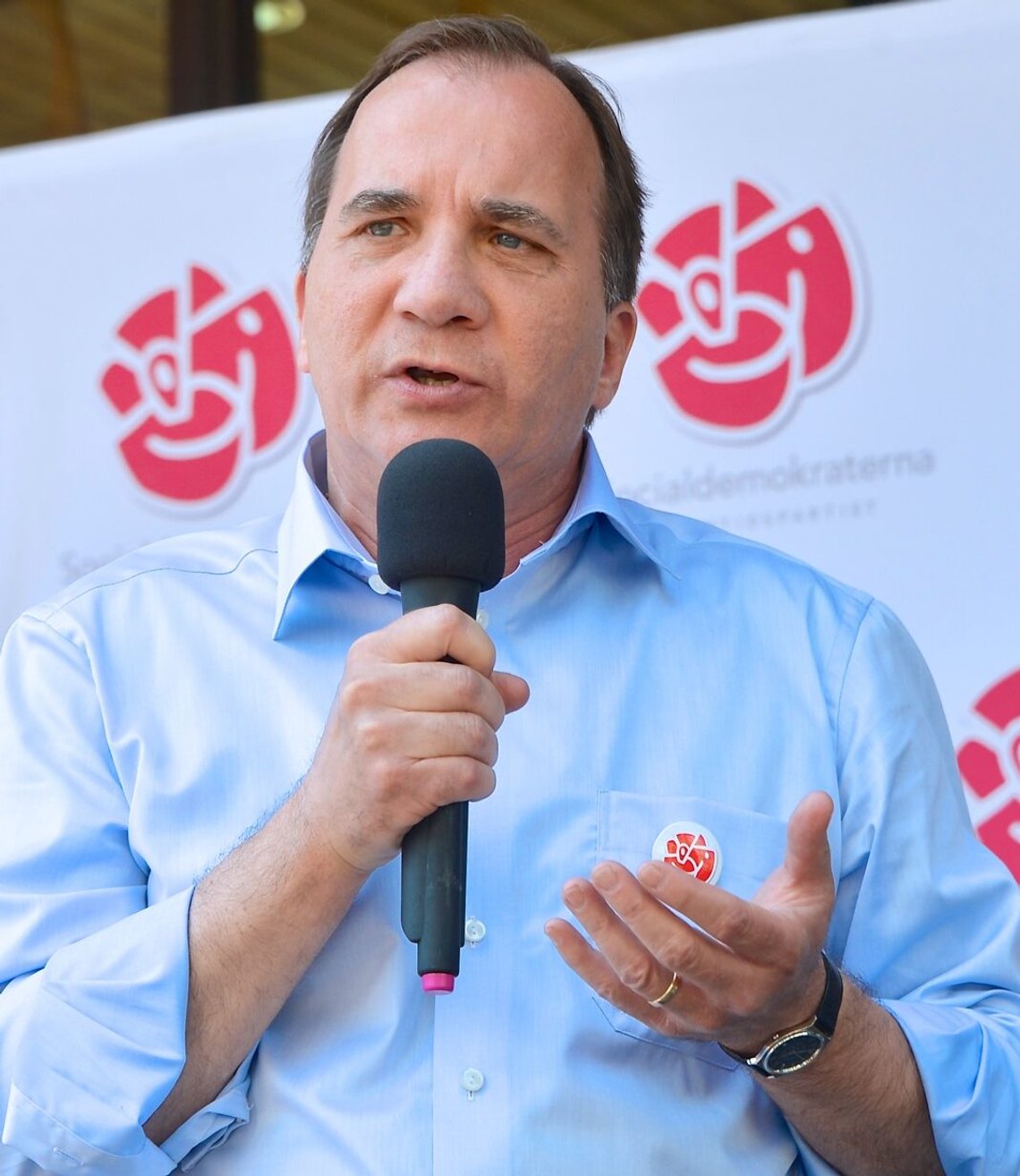 Swedish Social Democrat leader Stefan Löfven speaks at Sergels torg in Stockholm on May 24, 2014, the day before the EU Parliament vote. Photo: Wikipedia Swedish Social Democrat leader Stefan Löfven speaks at Sergels torg in Stockholm on May 24, 2014, the day before the EU Parliament vote. Photo: Wikipedia
