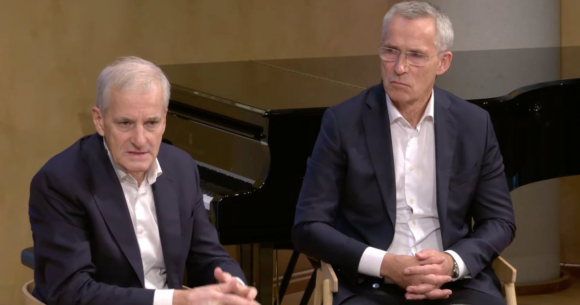 Norway’s Prime Minister Jonas Gahr Støre and former Prime Minister and NATO Secretary General Jens Stoltenberg — Labour Party allies and long-time associates — meeting students at the University of Bergen during the debate “Norway in a Time of Uncertainty”, 4 September 2025. Screenshot from YouTube. Norway’s Prime Minister Jonas Gahr Støre and former Prime Minister and NATO Secretary General Jens Stoltenberg — Labour Party allies and long-time associates — meeting students at the University of Bergen during the debate “Norway in a Time of Uncertainty”, 4 September 2025. Screenshot from YouTube.