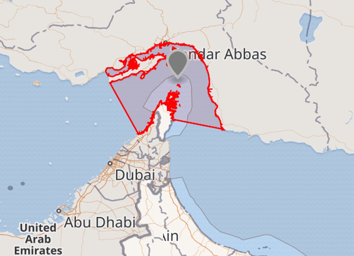 Strait of Hormuz: Iran borders the strait to the north, while the Musandam Peninsula—shared by the United Arab Emirates and Oman (as the Musandam Governorate, an Omani exclave)—lies to the south. The strait stretches about 104 miles (90 nautical miles; 167 km) in length and narrows from roughly 60 miles (52 nmi; 97 km) at its widest point to 24 miles (21 nmi; 39 km) at its narrowest. Strait of Hormuz: Iran borders the strait to the north, while the Musandam Peninsula—shared by the United Arab Emirates and Oman (as the Musandam Governorate, an Omani exclave)—lies to the south. The strait stretches about 104 miles (90 nautical miles; 167 km) in length and narrows from roughly 60 miles (52 nmi; 97 km) at its widest point to 24 miles (21 nmi; 39 km) at its narrowest.