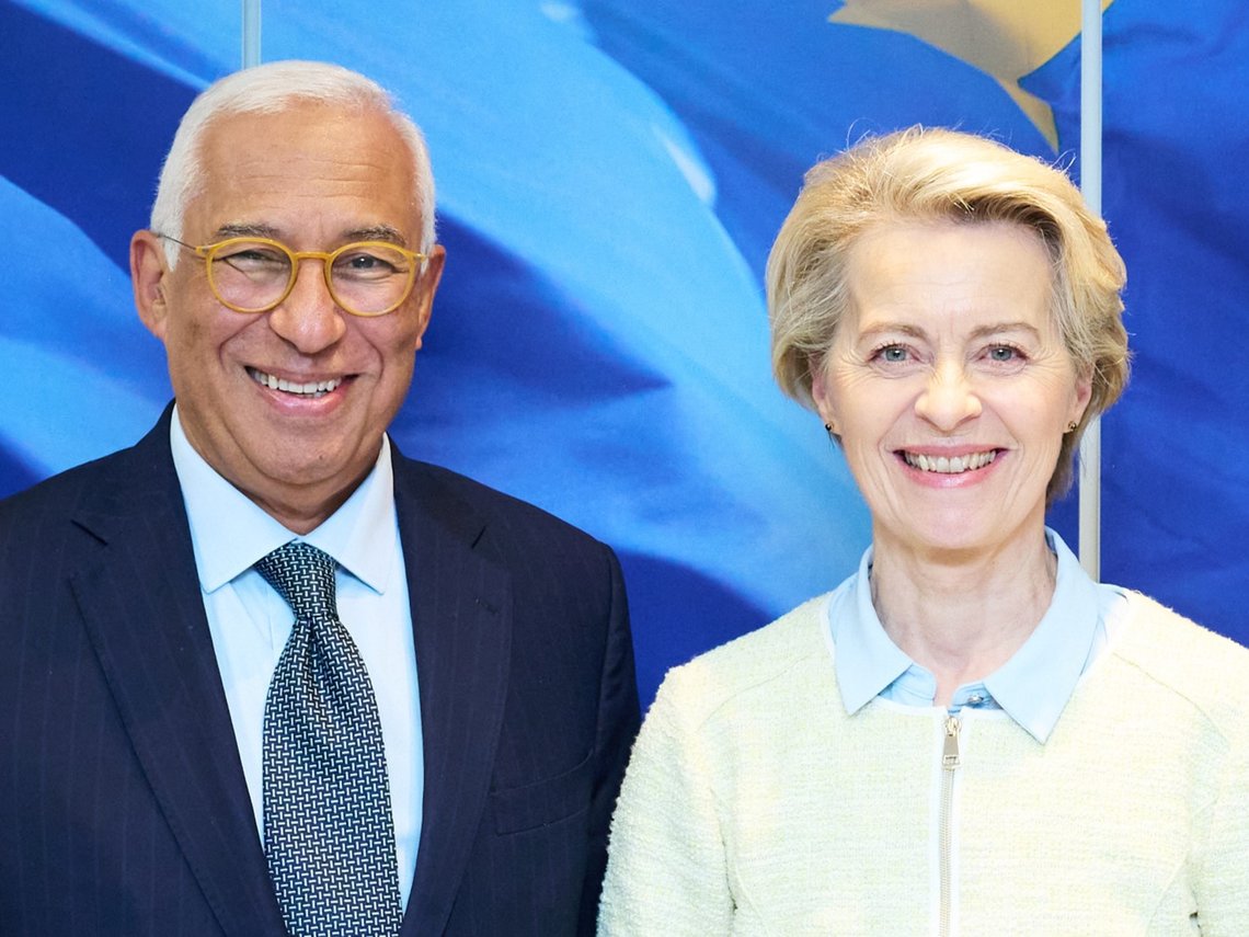 Ursula von der Leyen receiving António Costa (as President-elect of the European Council at the time). Photo: Creative Commons Attribution 4.0 International (CC BY 4.0) from the European Union Ursula von der Leyen receiving António Costa (as President-elect of the European Council at the time). Photo: Creative Commons Attribution 4.0 International (CC BY 4.0) from the European Union