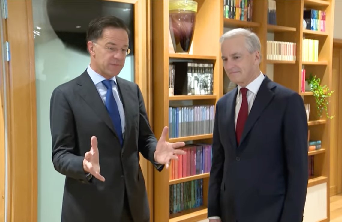 NATO Secretary General Mark Rutte meets Norwegian Prime Minister Jonas Gahr Støre at the Prime Minister’s official residence in Oslo, Norway – 18 March 2026. Video still. NATO Secretary General Mark Rutte meets Norwegian Prime Minister Jonas Gahr Støre at the Prime Minister’s official residence in Oslo, Norway – 18 March 2026. Video still.
