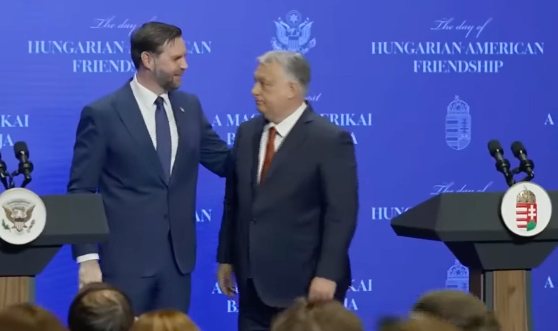 Hungarian Prime Minister Viktor Orban, right, meets U.S. Vice President JD Vance, in Budapest in Budapest, Hungary Tuesday, April 7, 2026. Video still from YouTube. Hungarian Prime Minister Viktor Orban, right, meets U.S. Vice President JD Vance, in Budapest in Budapest, Hungary Tuesday, April 7, 2026. Video still from YouTube.