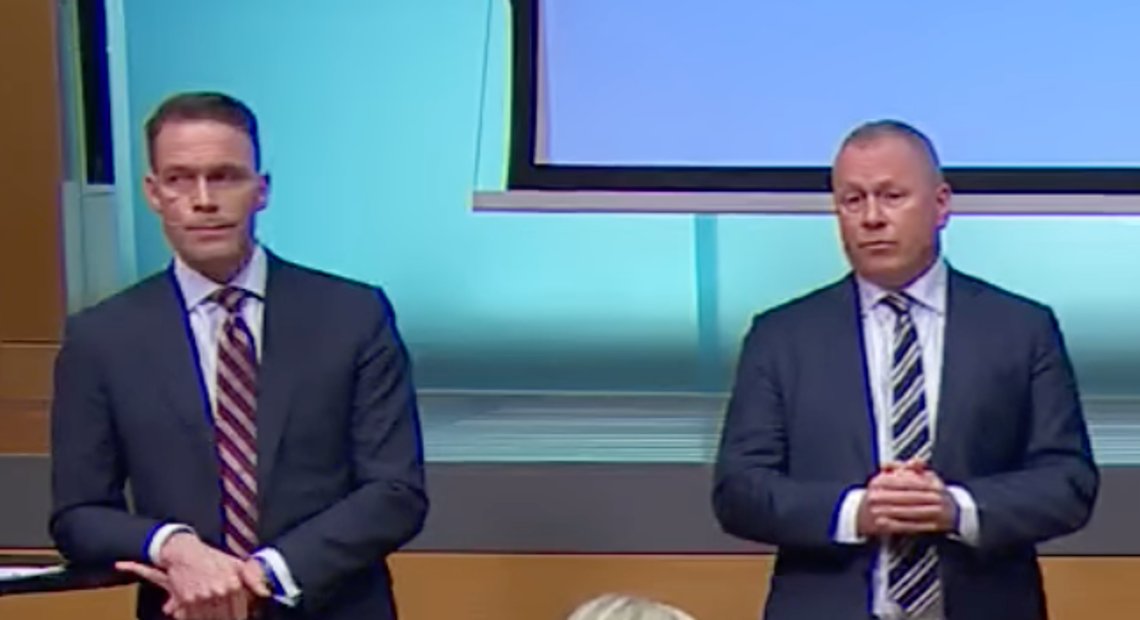 Oslo, Norway, 29 January 2026. Nicolai Tangen, head of Norges Bank Investment Management, and his deputy Trond Grande present the Government Pension Fund Global (Oil Fund) 2025 results at a press conference held at Norges Bank in Oslo. Video still. Oslo, Norway, 29 January 2026. Nicolai Tangen, head of Norges Bank Investment Management, and his deputy Trond Grande present the Government Pension Fund Global (Oil Fund) 2025 results at a press conference held at Norges Bank in Oslo. Video still.