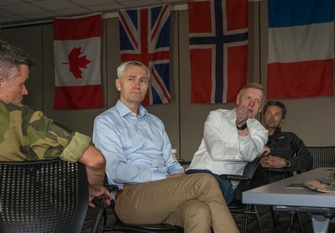 2019: Norwegian Ambassador Kåre R. Aas (center) during a visit to U.S. Marine forces at Camp Lejeune, North Carolina. He is shown engaging with military personnel, highlighting Norway–U.S. defense ties. 2019: Norwegian Ambassador Kåre R. Aas (center) during a visit to U.S. Marine forces at Camp Lejeune, North Carolina. He is shown engaging with military personnel, highlighting Norway–U.S. defense ties.