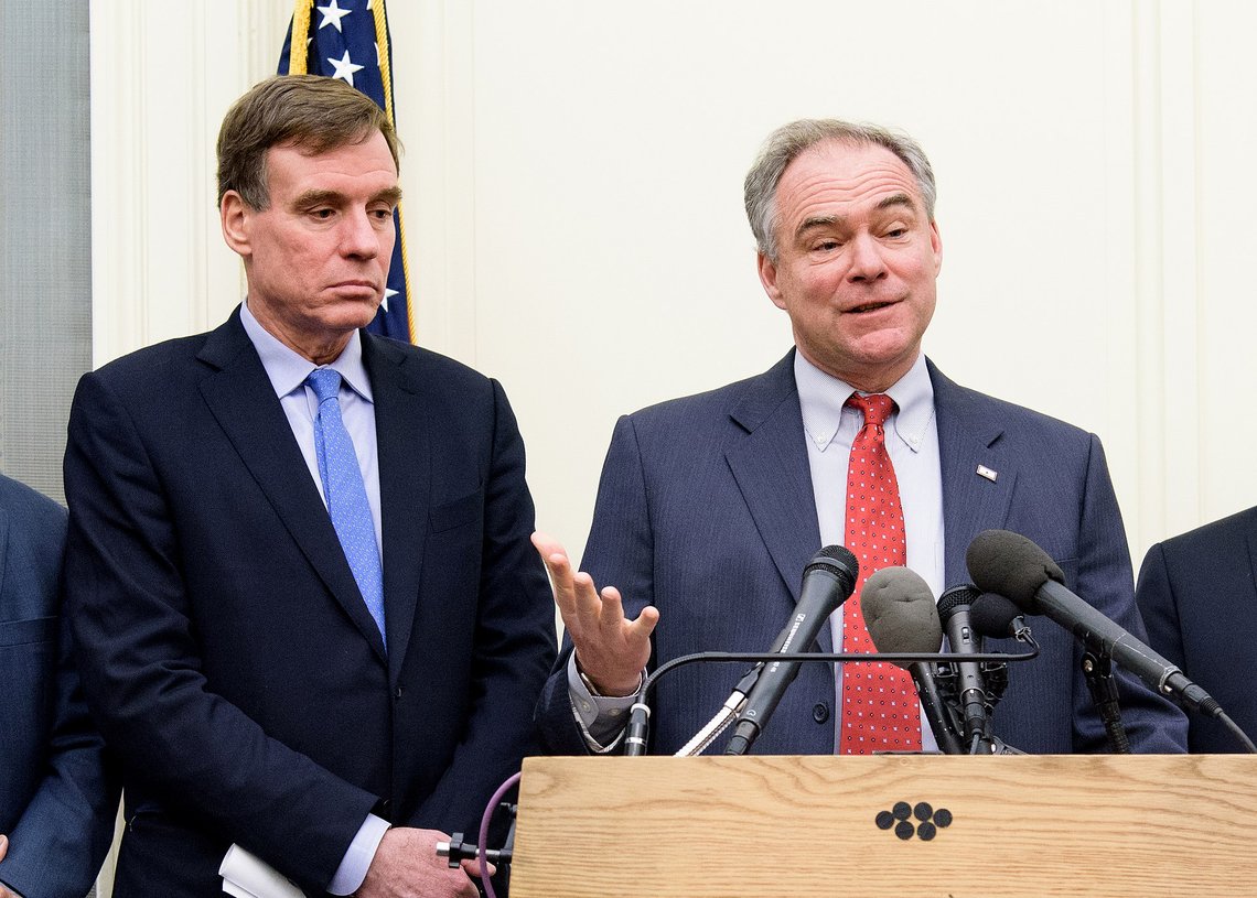 U.S. Senators Tim Kaine (left) and Mark Warner (right) of Virginia. Photo: Official U.S. Senate portrait U.S. Senators Tim Kaine (left) and Mark Warner (right) of Virginia. Photo: Official U.S. Senate portrait