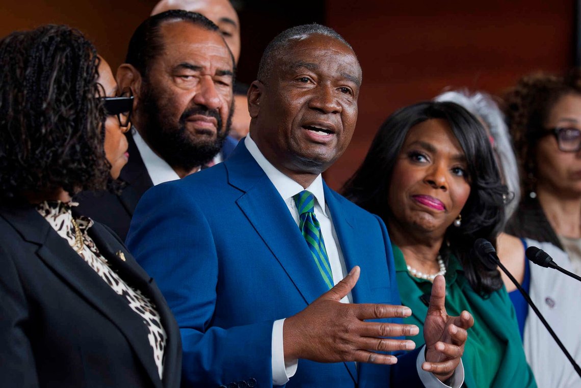 Rep. Cleo Fields, D-La., center, who represents Louisiana's 6th congressional district, is joined by members of the Congressional Black Caucus as they speak to reporters in the wake of the Supreme Court ruling to strike down his majority Black congressional district in Louisiana, at the Capitol in Washington, Wednesday, April 29, 2026. Rep. Cleo Fields, D-La., center, who represents Louisiana's 6th congressional district, is joined by members of the Congressional Black Caucus as they speak to reporters in the wake of the Supreme Court ruling to strike down his majority Black congressional district in Louisiana, at the Capitol in Washington, Wednesday, April 29, 2026.