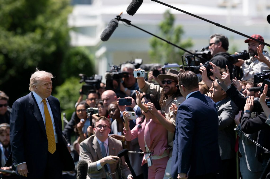 Trump, here on the South Lawn of the White House on 12 May, welcomes the scrapping of the IPCC’s much-publicised nightmare scenario for the world’s climate in the year 2100. Photo: The White House. Trump, here on the South Lawn of the White House on 12 May, welcomes the scrapping of the IPCC’s much-publicised nightmare scenario for the world’s climate in the year 2100. Photo: The White House.