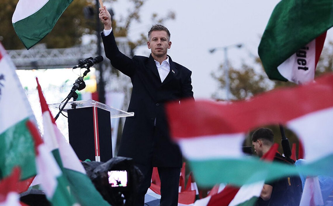 Péter Magyar at Heroes’ Square, Budapest – 15 March 2026. Photo: Norbert Bánhalmi / Wikimedia Commons, CC BY-SA 4.0 Péter Magyar at Heroes’ Square, Budapest – 15 March 2026. Photo: Norbert Bánhalmi / Wikimedia Commons, CC BY-SA 4.0