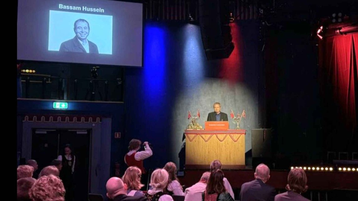 The now much-discussed NTNU professor Bassam Hussein was awarded honorary membership in Studentersamfundet on Norway's Consistution Day on 17 May 2025. Photo: Detail of images shared by Hussein on LinkedIn. The now much-discussed NTNU professor Bassam Hussein was awarded honorary membership in Studentersamfundet on Norway's Consistution Day on 17 May 2025. Photo: Detail of images shared by Hussein on LinkedIn.