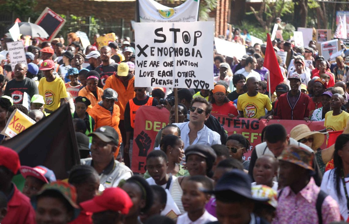 Demonstrators walk through the streets of Johannesburg Thursday, April 23, 2015 protesting against recent attacks on immigrants that killed seven people. The protesters walked through the center of Johannesburg passing neighborhoods that are home to many immigrants, a large number of whom come from other African countries. Demonstrators walk through the streets of Johannesburg Thursday, April 23, 2015 protesting against recent attacks on immigrants that killed seven people. The protesters walked through the center of Johannesburg passing neighborhoods that are home to many immigrants, a large number of whom come from other African countries.