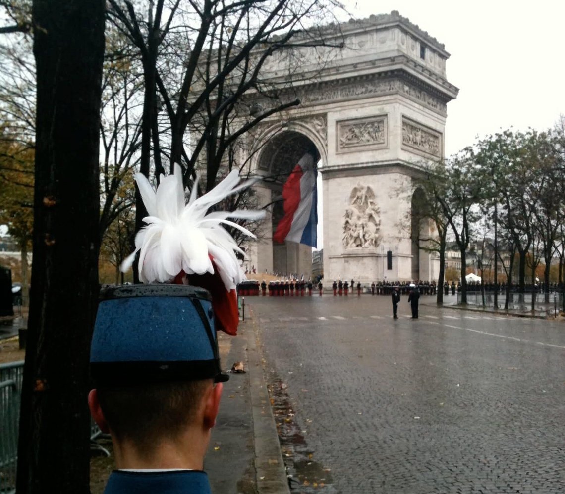 11 November 2010 – Armistice Day ceremony at the Tomb of the Unknown Soldier beneath the Arc de Triomphe. Photo: Christian Borchsenius 11 November 2010 – Armistice Day ceremony at the Tomb of the Unknown Soldier beneath the Arc de Triomphe. Photo: Christian Borchsenius