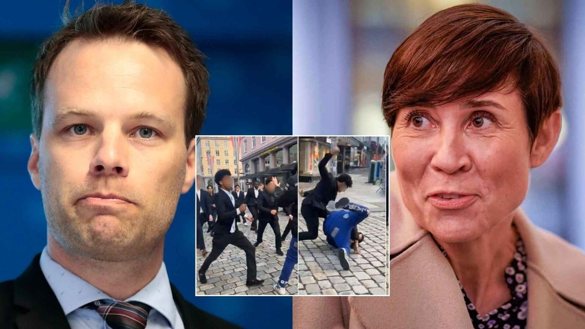 Jon Helgheim (Progress Party) criticises the Conservative Party leader after she admits she has not seen the violence video from Bergen. Jon Helgheim (Progress Party) criticises the Conservative Party leader after she admits she has not seen the violence video from Bergen.