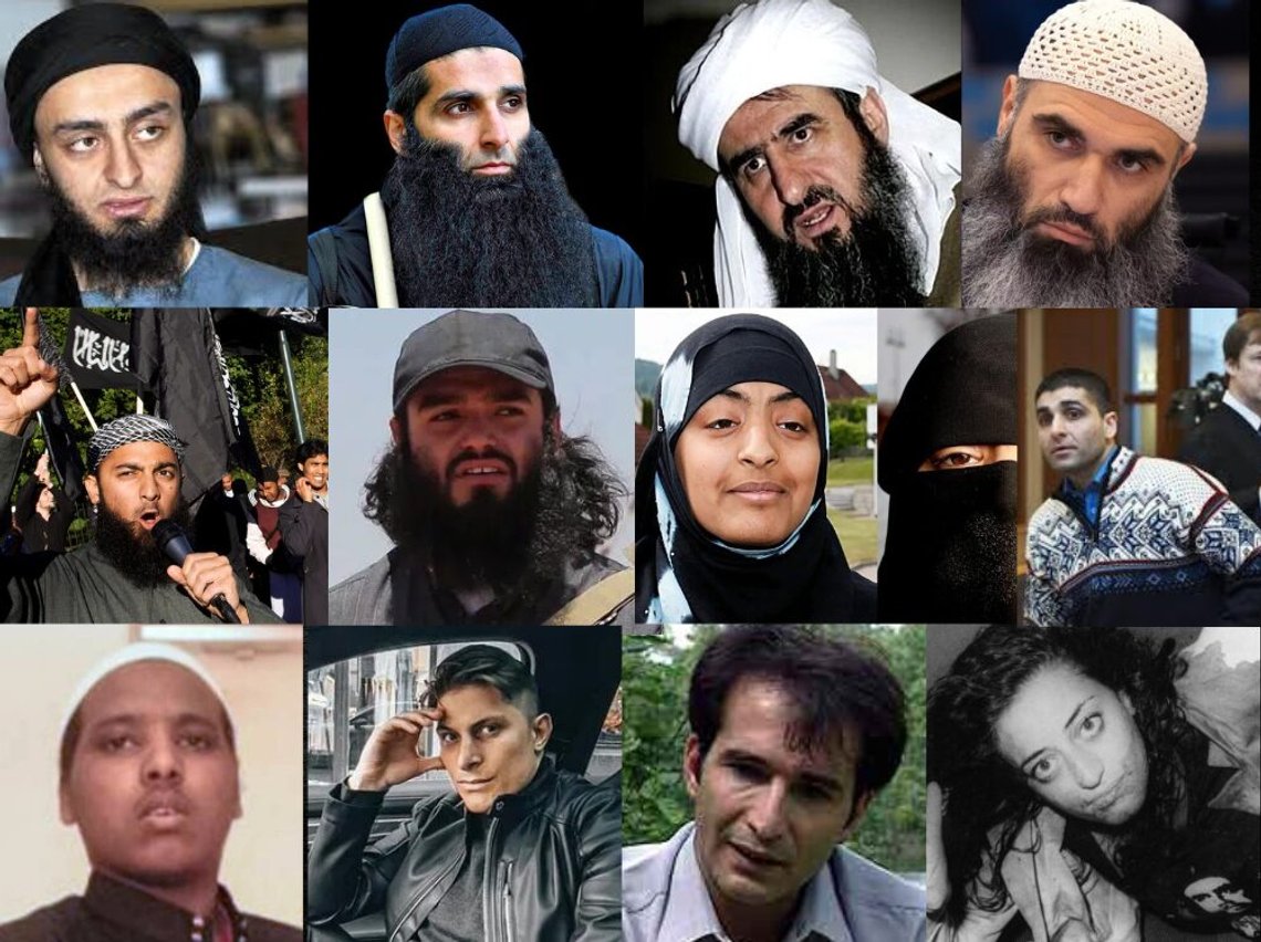 Clippings from various media outlets: Mohyeldeen Mohammad, Arfan Bhatti, Mullah Krekar, Zaniar Matapour, Ubaydullah Hussain, Bastian Vasquez, Aisha Shazadi Kausar, Arfan Bhatti in a traditional Norwegian sweater, Hassan Abdi Dhuhulow (Westgate Mall), Rustam Louis Foss, Mansour Injeh (plane hijacker who was given a job at NRK), Souhaila Andrawes.
These terrorists have all been treated with kid gloves in Norway. Clippings from various media outlets: Mohyeldeen Mohammad, Arfan Bhatti, Mullah Krekar, Zaniar Matapour, Ubaydullah Hussain, Bastian Vasquez, Aisha Shazadi Kausar, Arfan Bhatti in a traditional Norwegian sweater, Hassan Abdi Dhuhulow (Westgate Mall), Rustam Louis Foss, Mansour Injeh (plane hijacker who was given a job at NRK), Souhaila Andrawes.
These terrorists have all been treated with kid gloves in Norway.
