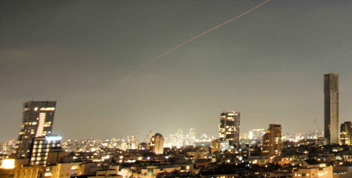 A projectile streaks through the sky over central Israel during an Iranian missile attack, Sunday, June 7, 2026. A projectile streaks through the sky over central Israel during an Iranian missile attack, Sunday, June 7, 2026.