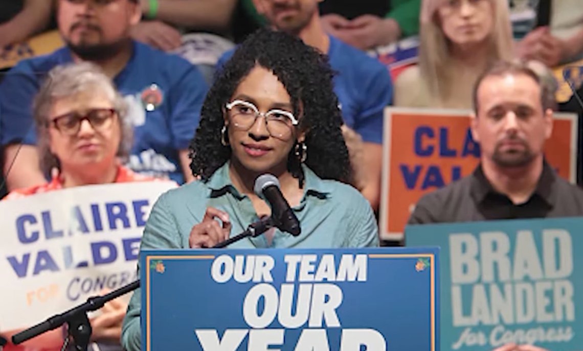 Democratic congressional candidate Darializa Avila Chevalier speaks at a Get Out the Vote rally ahead of the primary election in Brooklyn, New York, on 18 June 2026. Video still. Democratic congressional candidate Darializa Avila Chevalier speaks at a Get Out the Vote rally ahead of the primary election in Brooklyn, New York, on 18 June 2026. Video still.
