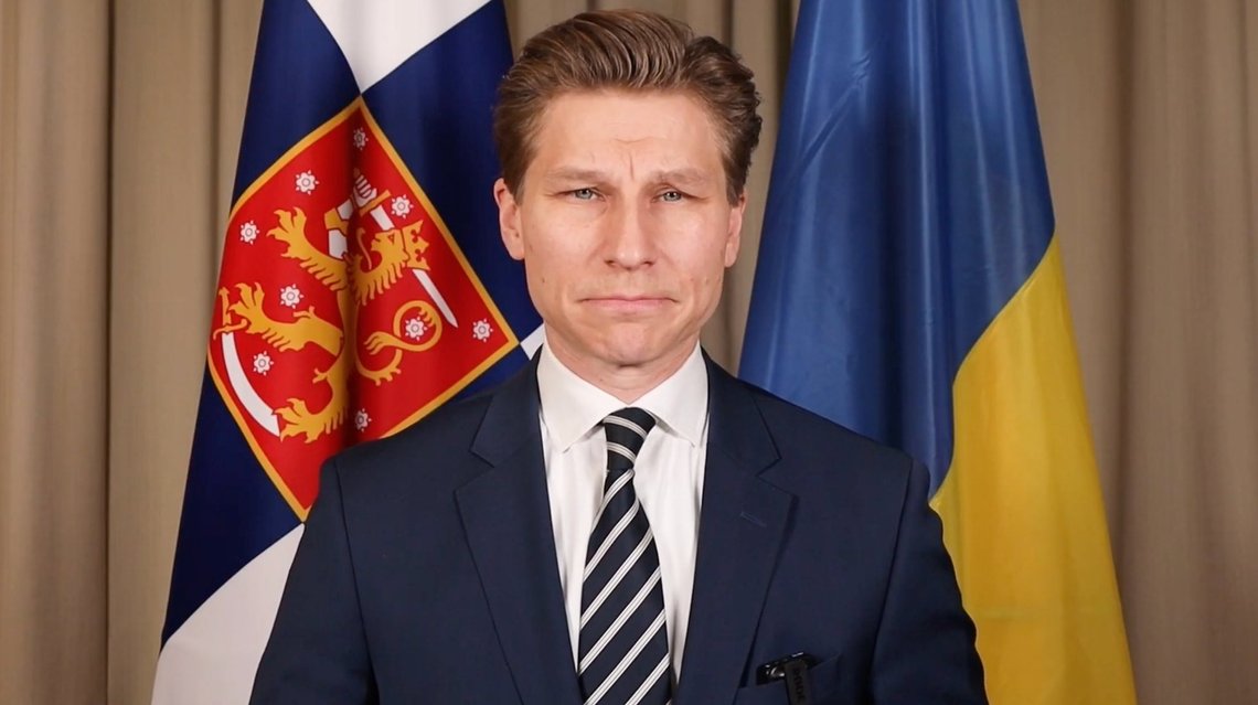 Speech by Finnish Minister of Defence Antti Häkkänen on the 1000th day of Russia's war in Ukraine. Parliament voted earlier in June to lift Finland’s 40-year-old ban on nuclear weapons. Video still. Speech by Finnish Minister of Defence Antti Häkkänen on the 1000th day of Russia's war in Ukraine. Parliament voted earlier in June to lift Finland’s 40-year-old ban on nuclear weapons. Video still.