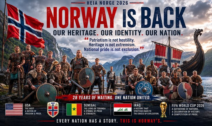 Norway football players in Viking-inspired costumes celebrating Norwegian heritage ahead of the 2026 World Cup.