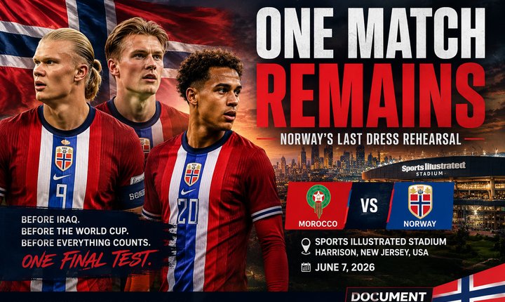 Norway national team players prepare for their final World Cup warm-up match against Morocco at Sports Illustrated Stadium in Harrison, New Jersey, before the 2026 FIFA World Cup.
