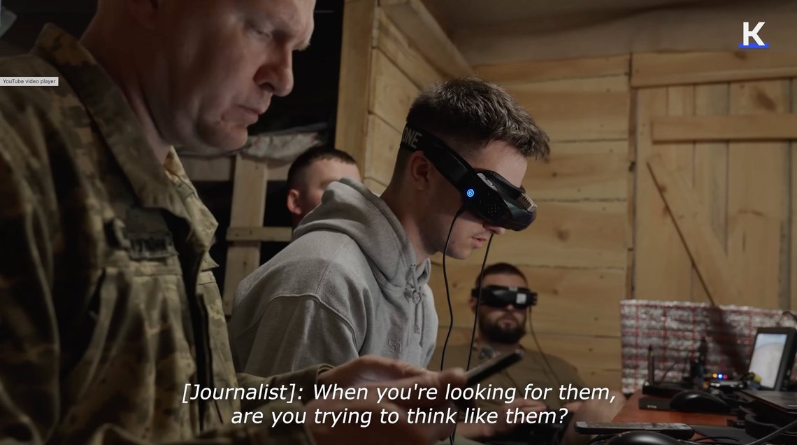 Video still from Kyiv Independent's documentary" Inside Ukraine's elite unit hunting Russian soldiers with fiber optic drones." Video still from Kyiv Independent's documentary" Inside Ukraine's elite unit hunting Russian soldiers with fiber optic drones."